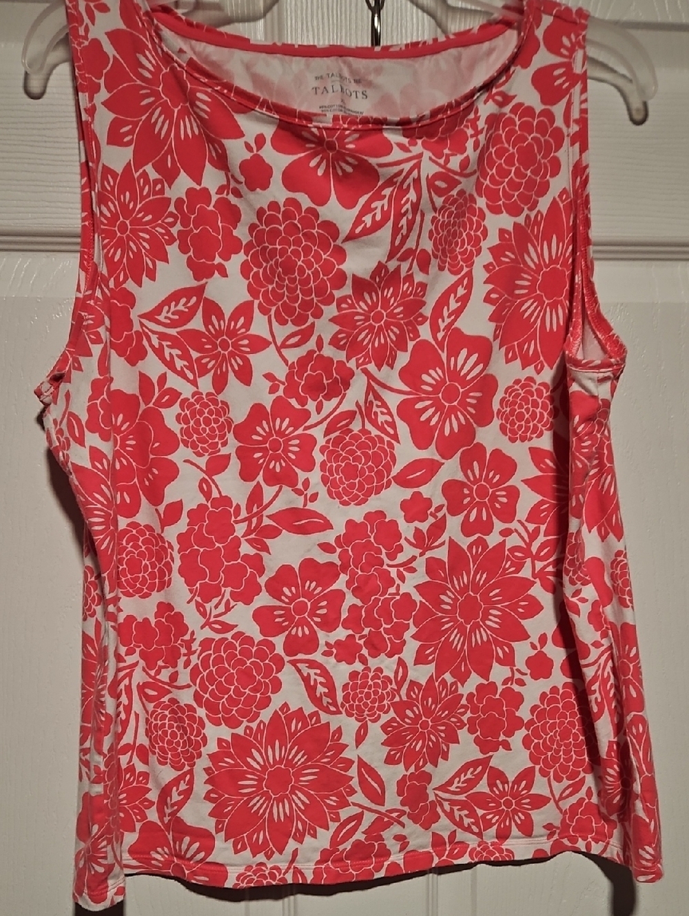 Talbots Coral Pink Floral Tank Top